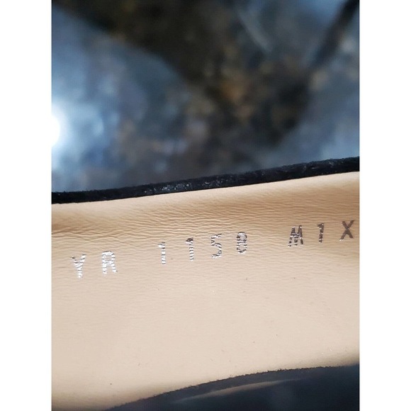 Salvatore Ferragamo Women's Black & Gold Toe More Suede Chain Cap-Toe Pumps 10 - Picture 9 of 14